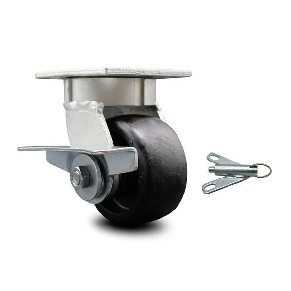 4 Inch Kingpinless Glass Filled Nylon Wheel Caster with Brake and Swivel Lock